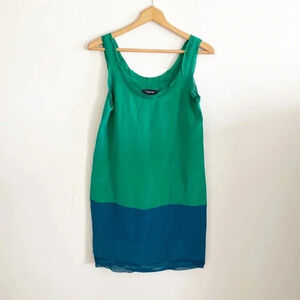 Thakoon green & blue sleeveless 100% silk Colorblock dress size 2 XS/small
